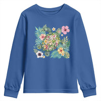 Floral Summer Turtle Youth Sweatshirt Preppy Tropical Coastal Beach Graphic
