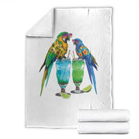Hawaiian Parrots Drinking Margaritas Throw Blanket Beach Vacation Gift