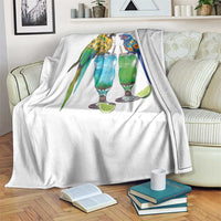 Hawaiian Parrots Drinking Margaritas Throw Blanket Beach Vacation Gift