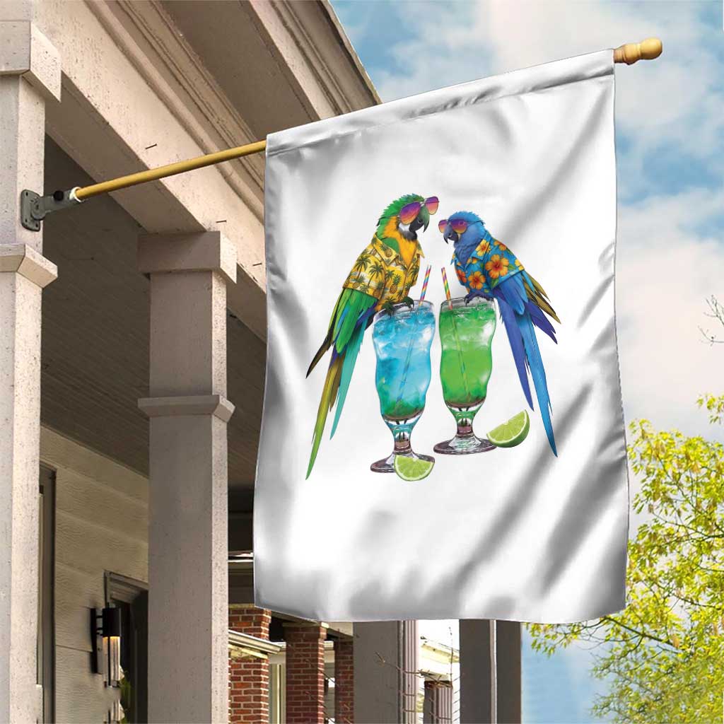 Hawaiian Parrots Drinking Margaritas Garden Flag Beach Vacation Gift