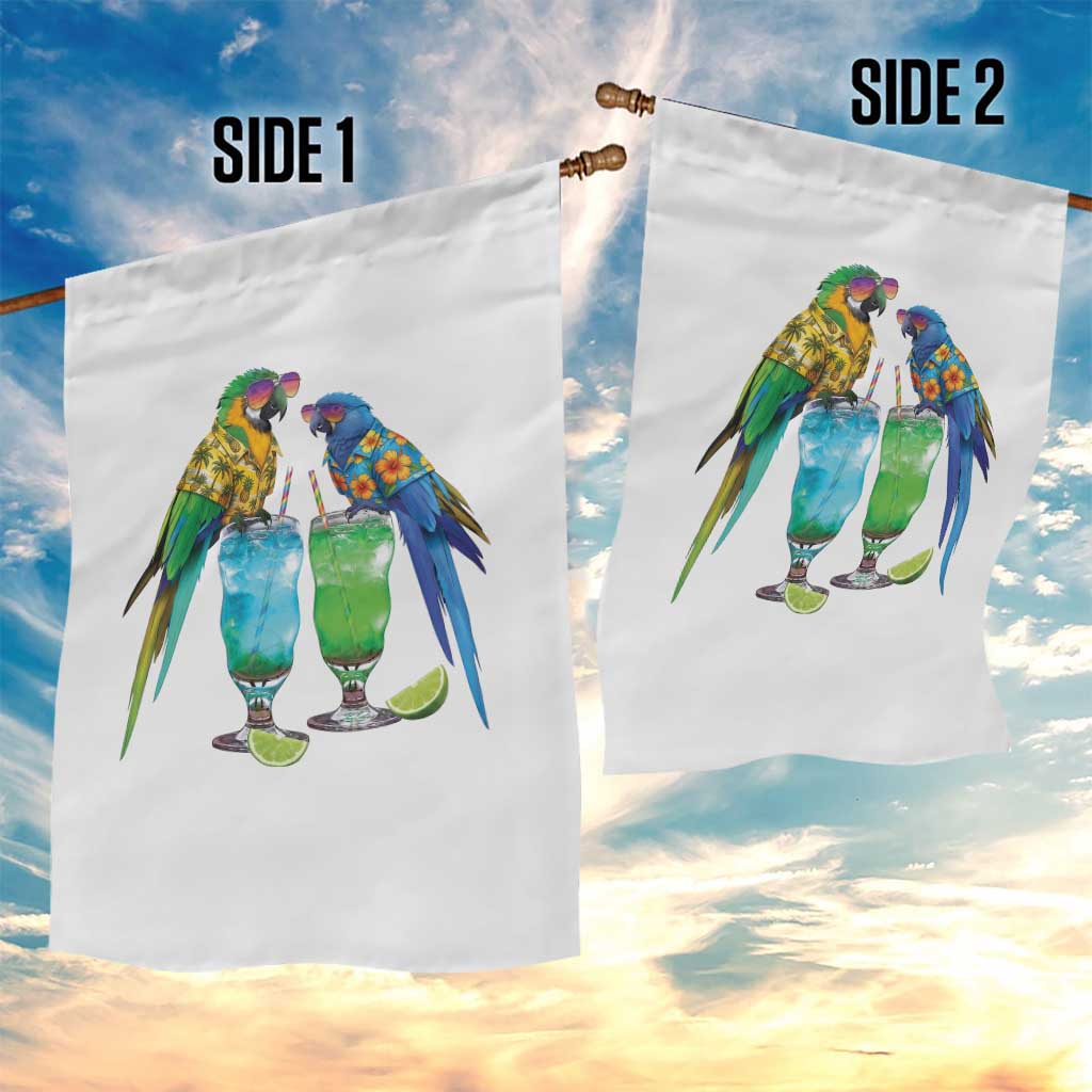 Hawaiian Parrots Drinking Margaritas Garden Flag Beach Vacation Gift