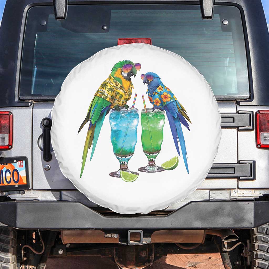 Hawaiian Parrots Drinking Margaritas Spare Tire Cover Beach Vacation Gift
