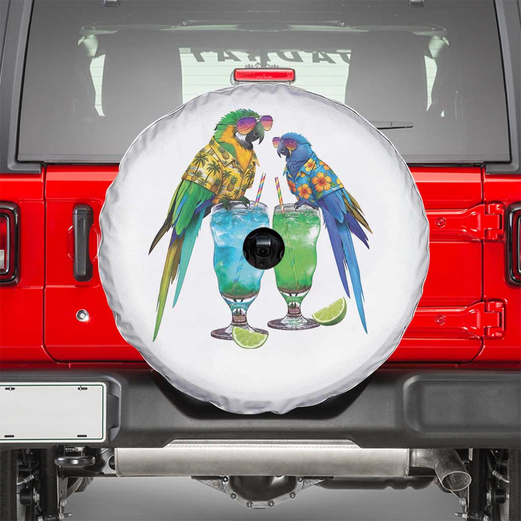Hawaiian Parrots Drinking Margaritas Spare Tire Cover Beach Vacation Gift