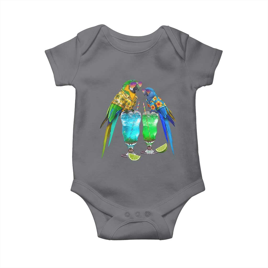 Hawaiian Parrots Drinking Margaritas Baby Onesie Beach Vacation Gift