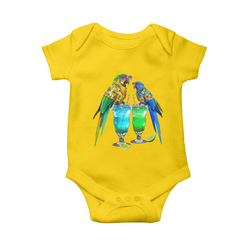 Hawaiian Parrots Drinking Margaritas Baby Onesie Beach Vacation Gift