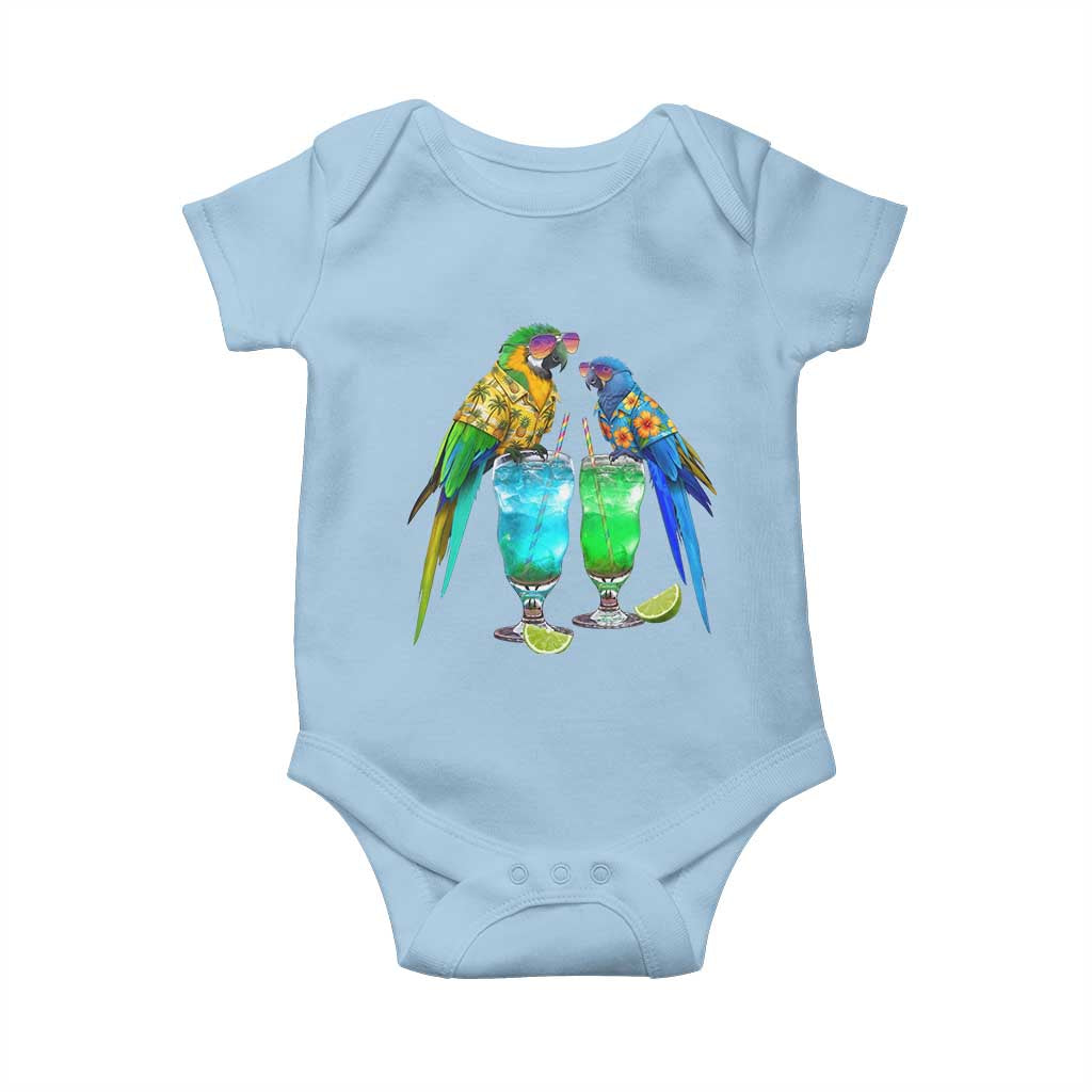 Hawaiian Parrots Drinking Margaritas Baby Onesie Beach Vacation Gift