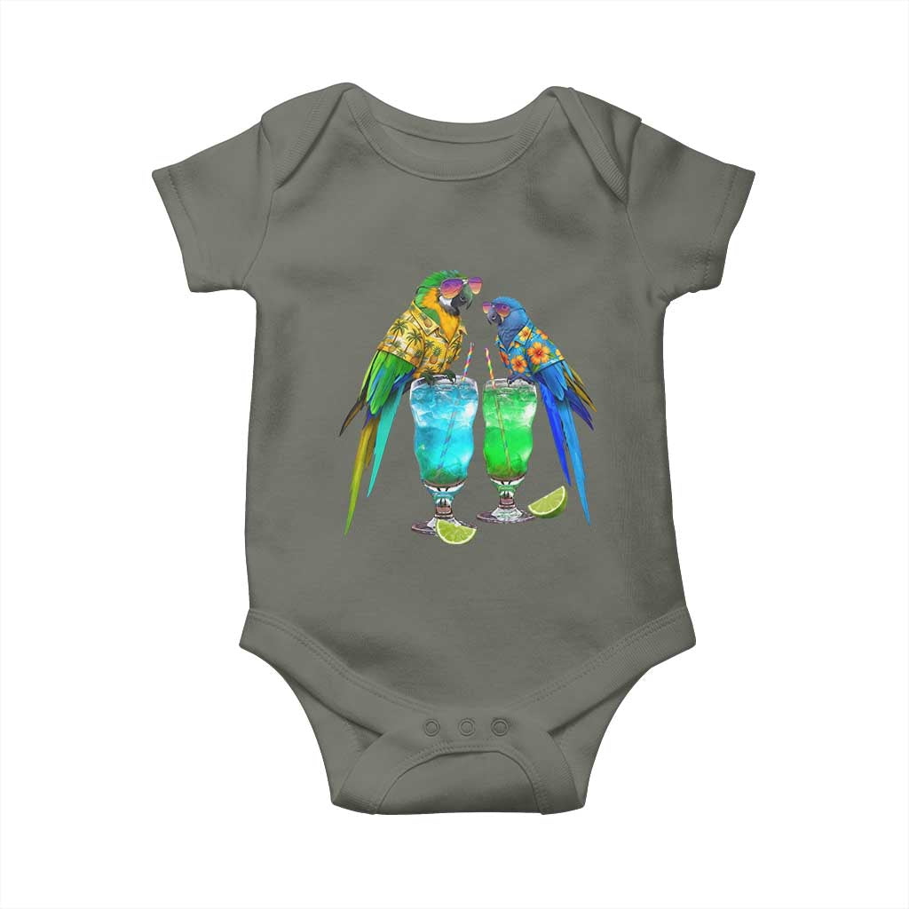 Hawaiian Parrots Drinking Margaritas Baby Onesie Beach Vacation Gift