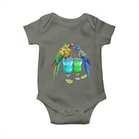 Hawaiian Parrots Drinking Margaritas Baby Onesie Beach Vacation Gift