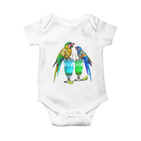 Hawaiian Parrots Drinking Margaritas Baby Onesie Beach Vacation Gift