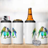Hawaiian Parrots Drinking Margaritas 4 in 1 Can Cooler Tumbler Beach Vacation Gift