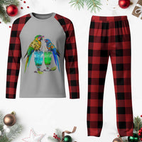 Hawaiian Parrots Drinking Margaritas Plaid Pajama Set Beach Vacation Gift