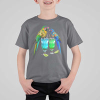 Hawaiian Parrots Drinking Margaritas T Shirt For Kid Beach Vacation Gift