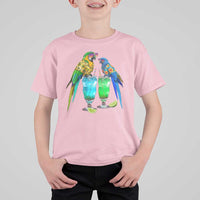 Hawaiian Parrots Drinking Margaritas T Shirt For Kid Beach Vacation Gift