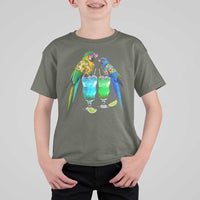 Hawaiian Parrots Drinking Margaritas T Shirt For Kid Beach Vacation Gift
