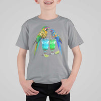 Hawaiian Parrots Drinking Margaritas T Shirt For Kid Beach Vacation Gift