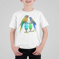 Hawaiian Parrots Drinking Margaritas T Shirt For Kid Beach Vacation Gift