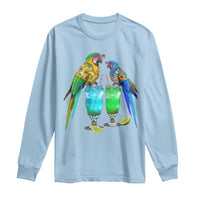Hawaiian Parrots Drinking Margaritas Long Sleeve Shirt Beach Vacation Gift