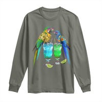 Hawaiian Parrots Drinking Margaritas Long Sleeve Shirt Beach Vacation Gift