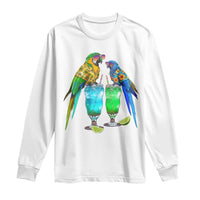 Hawaiian Parrots Drinking Margaritas Long Sleeve Shirt Beach Vacation Gift