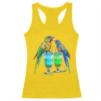 Hawaiian Parrots Drinking Margaritas Racerback Tank Top Beach Vacation Gift