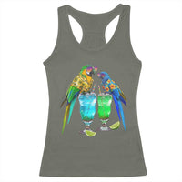 Hawaiian Parrots Drinking Margaritas Racerback Tank Top Beach Vacation Gift