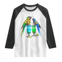 Hawaiian Parrots Drinking Margaritas Raglan Shirt Beach Vacation Gift
