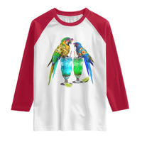 Hawaiian Parrots Drinking Margaritas Raglan Shirt Beach Vacation Gift