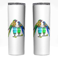 Hawaiian Parrots Drinking Margaritas Skinny Tumbler Beach Vacation Gift