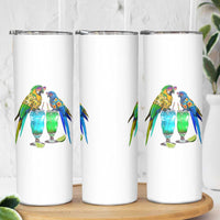 Hawaiian Parrots Drinking Margaritas Skinny Tumbler Beach Vacation Gift