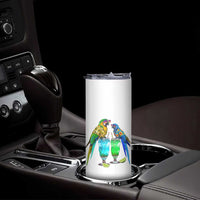 Hawaiian Parrots Drinking Margaritas Skinny Tumbler Beach Vacation Gift