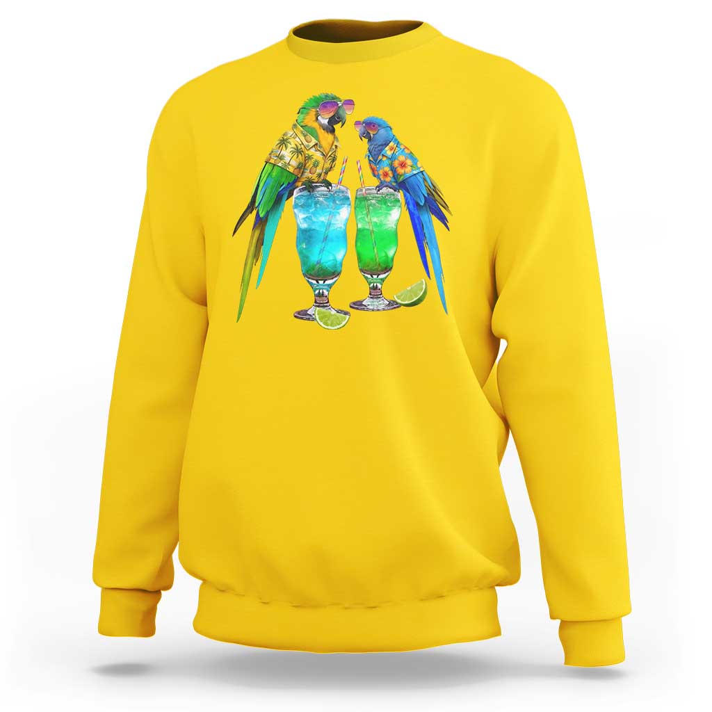 Hawaiian Parrots Drinking Margaritas Sweatshirt Beach Vacation Gift