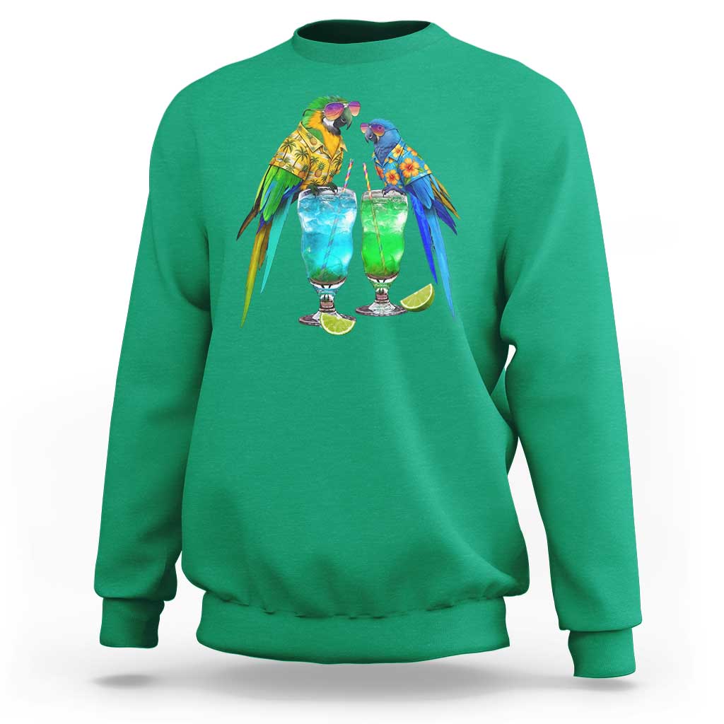 Hawaiian Parrots Drinking Margaritas Sweatshirt Beach Vacation Gift