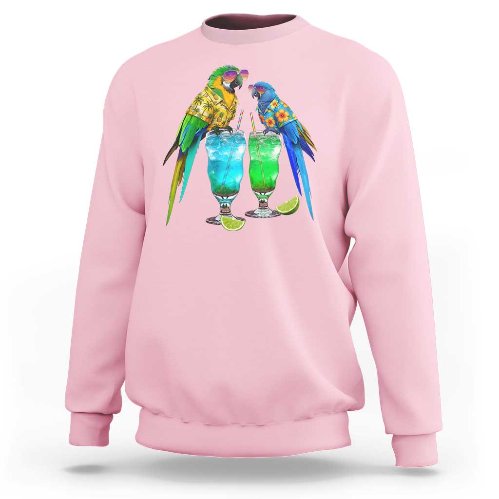 Hawaiian Parrots Drinking Margaritas Sweatshirt Beach Vacation Gift