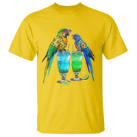 Hawaiian Parrots Drinking Margaritas T Shirt Beach Vacation Gift