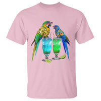 Hawaiian Parrots Drinking Margaritas T Shirt Beach Vacation Gift