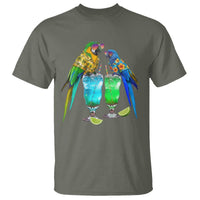 Hawaiian Parrots Drinking Margaritas T Shirt Beach Vacation Gift