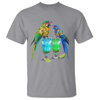 Hawaiian Parrots Drinking Margaritas T Shirt Beach Vacation Gift