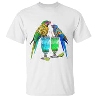 Hawaiian Parrots Drinking Margaritas T Shirt Beach Vacation Gift
