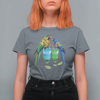 Hawaiian Parrots Drinking Margaritas T Shirt For Women Beach Vacation Gift