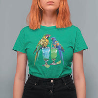 Hawaiian Parrots Drinking Margaritas T Shirt For Women Beach Vacation Gift