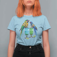 Hawaiian Parrots Drinking Margaritas T Shirt For Women Beach Vacation Gift