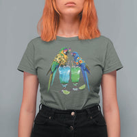 Hawaiian Parrots Drinking Margaritas T Shirt For Women Beach Vacation Gift