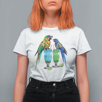 Hawaiian Parrots Drinking Margaritas T Shirt For Women Beach Vacation Gift