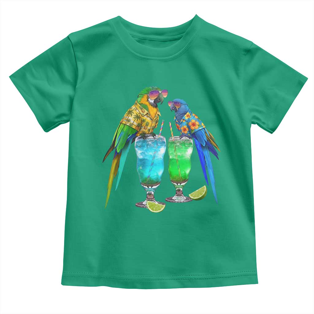 Hawaiian Parrots Drinking Margaritas Toddler T Shirt Beach Vacation Gift