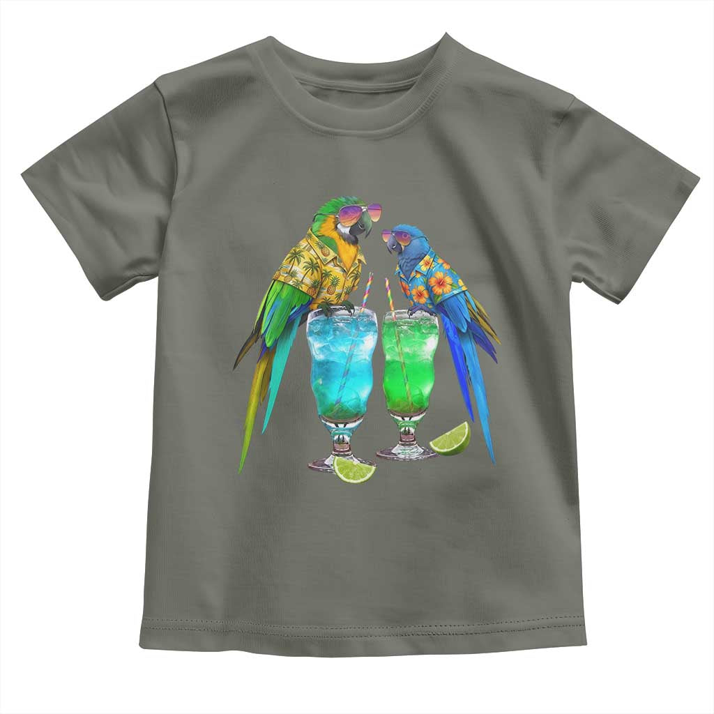 Hawaiian Parrots Drinking Margaritas Toddler T Shirt Beach Vacation Gift