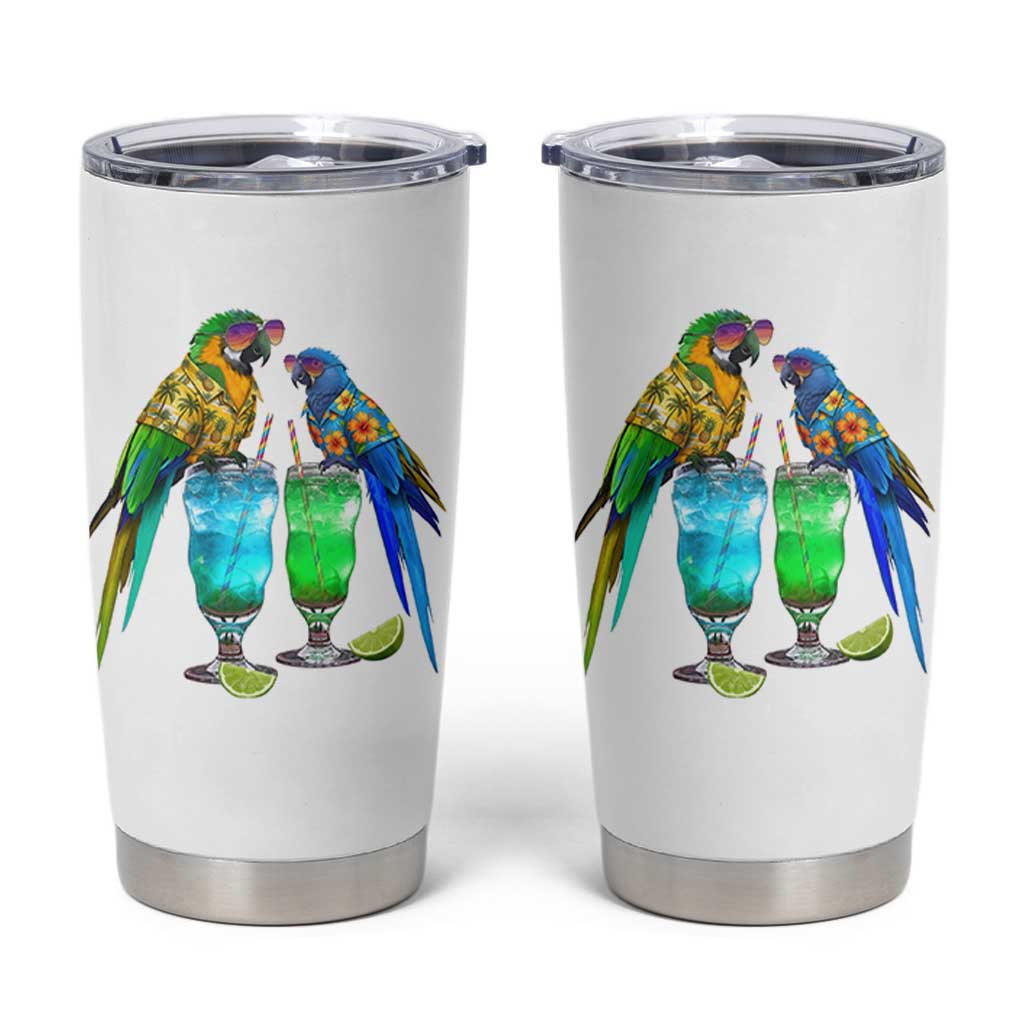 Hawaiian Parrots Drinking Margaritas Tumbler Cup Beach Vacation Gift