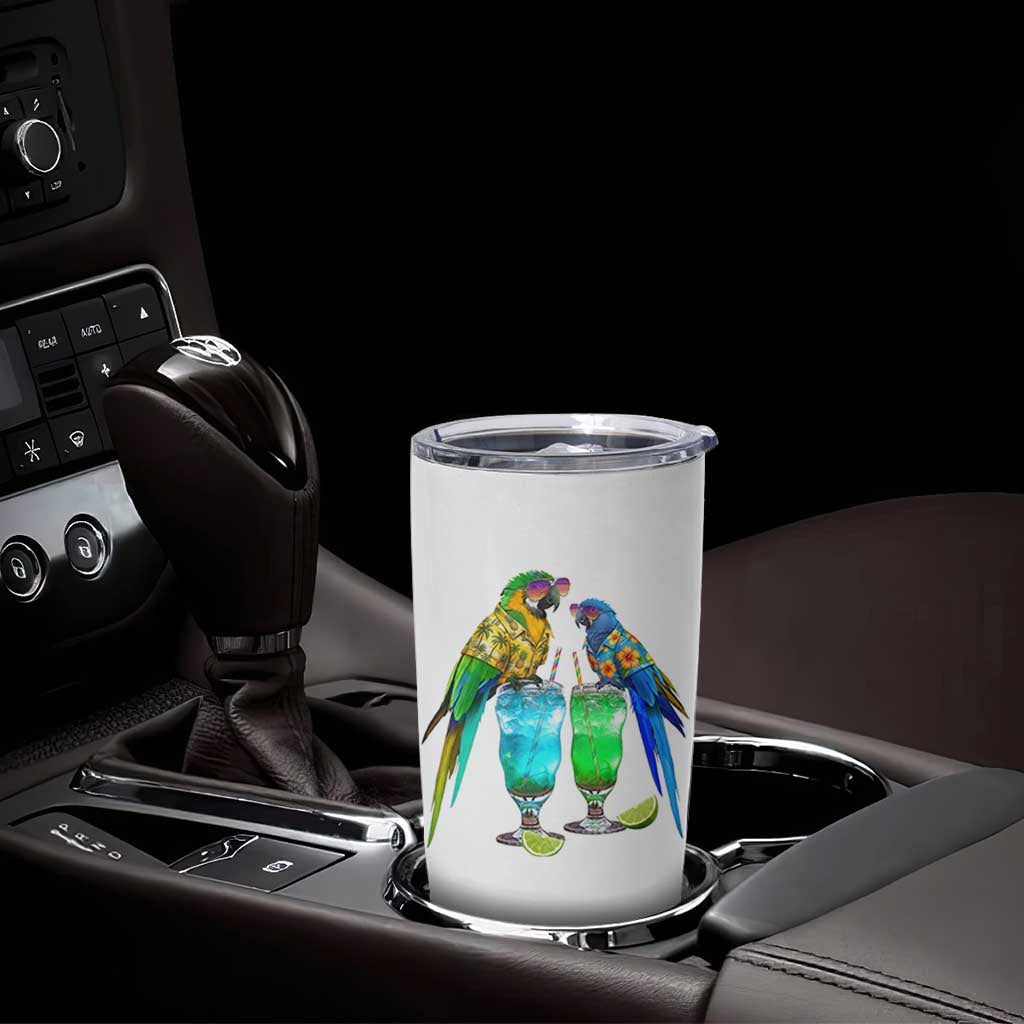 Hawaiian Parrots Drinking Margaritas Tumbler Cup Beach Vacation Gift