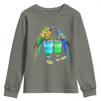 Hawaiian Parrots Drinking Margaritas Youth Sweatshirt Beach Vacation Gift