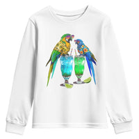Hawaiian Parrots Drinking Margaritas Youth Sweatshirt Beach Vacation Gift