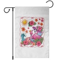 Funny Flamingo Tropical Floral Summer Vacation Graphic Garden Flag